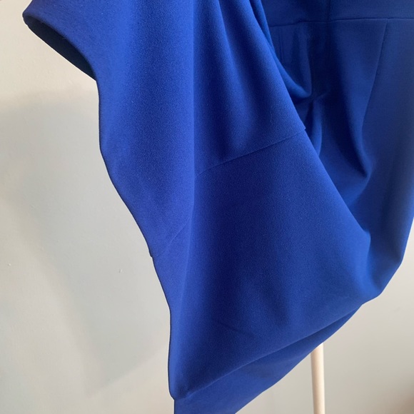 Guess dress small size 4 cobalt royal blue v neck cobalt asymmetrical mini - Picture 7 of 12